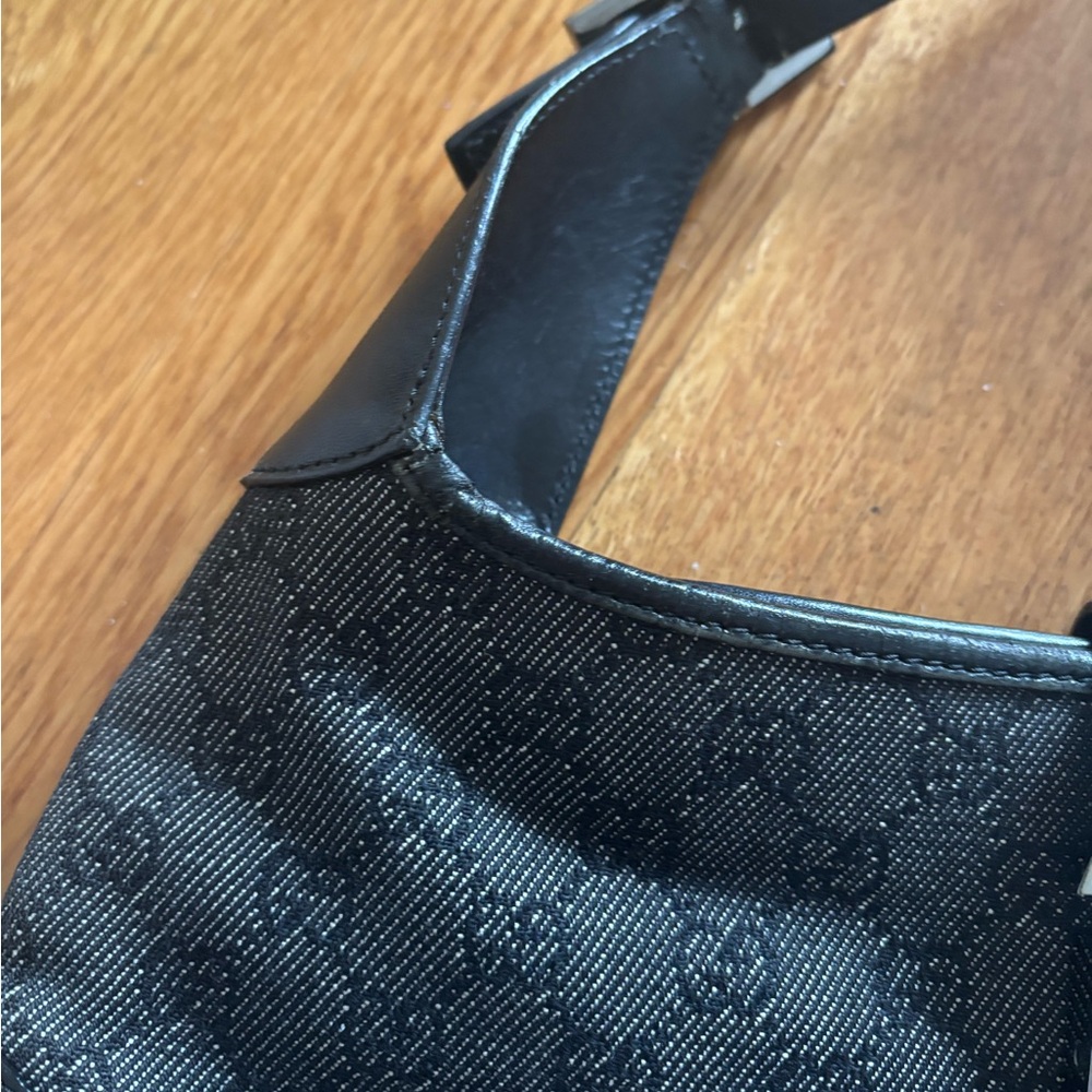 Gucci Jackie Vintage Black Denim Shoulder Bag with Silver Hardware - Picture 7 of 12